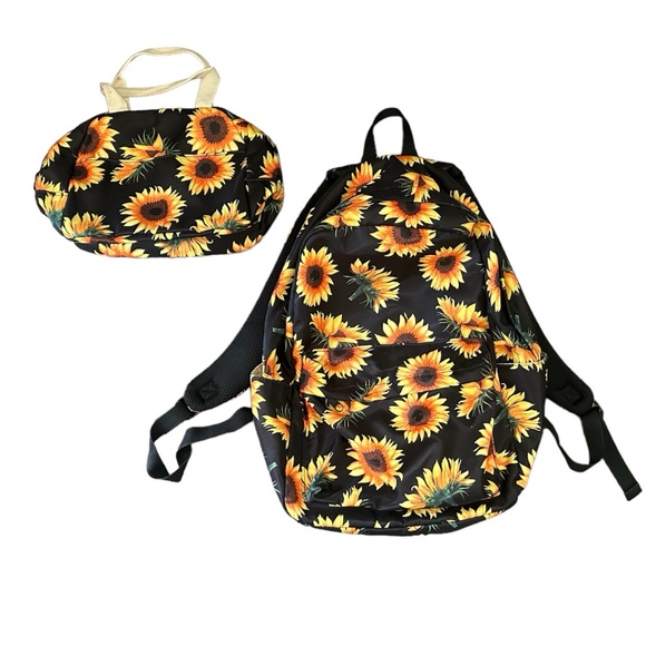 Girls Sunflower Backpack With Matching Insulated Lunch Bag. - Picture 1 of 10